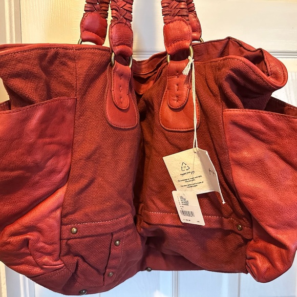 Free People Waverly Tote Weekender Canvas Leather Tote Bag 🔖NWT🔖 $138 - Picture 5 of 14